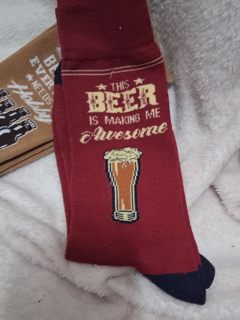 Novelty Beer Graphic Crew Socks - Burgundy